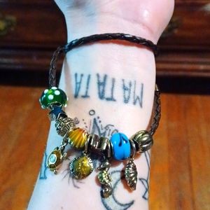 braided double wrap charm bracelet